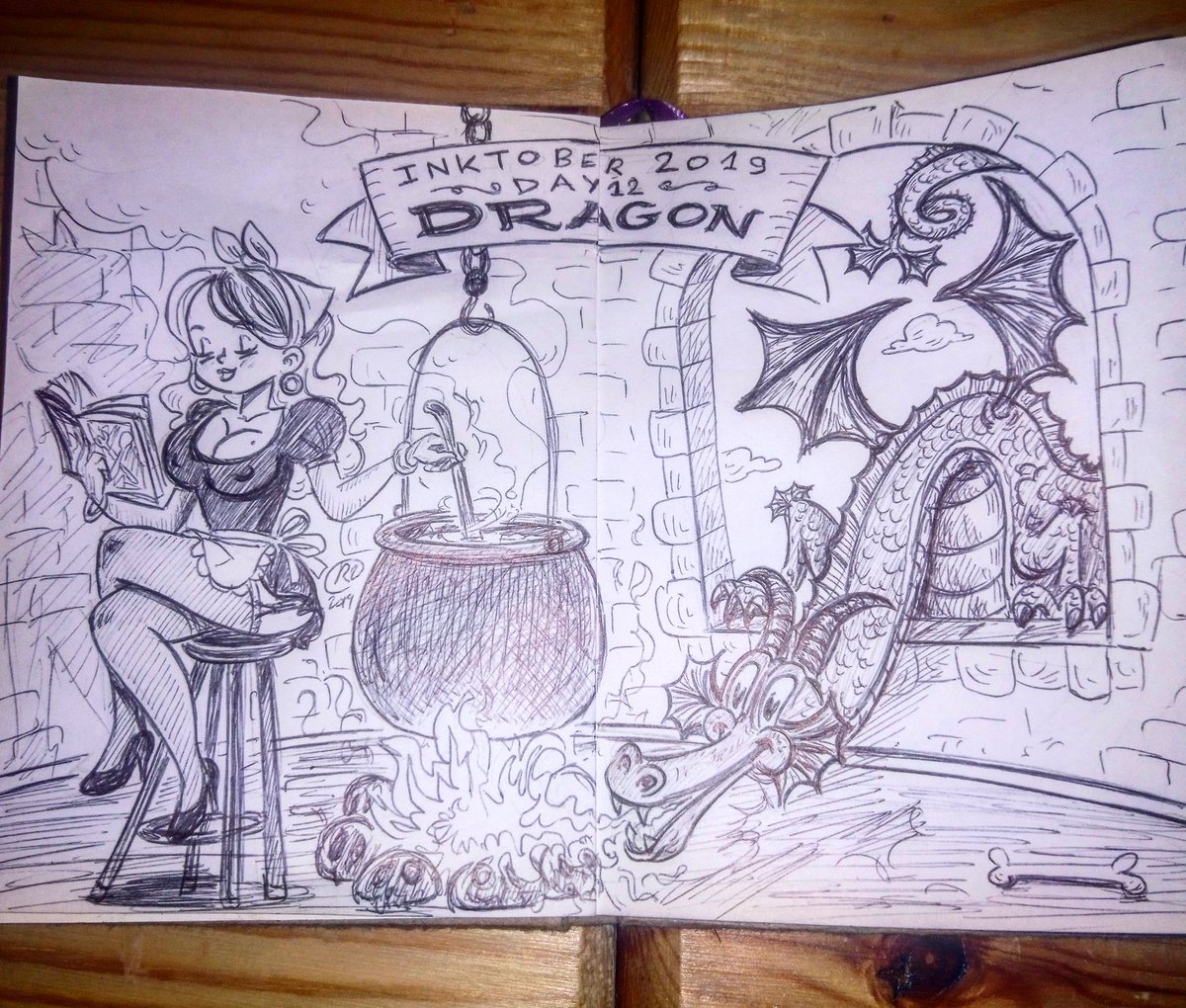 Inktober 2019 /day12 : "dragon" 
#inktober2019 #inktober #day12 #dragon #pinup #fleischer #fleischerstyle
#tour #women #medival #fire #excited #window #burn #kookin #chedron #kitchen #kookingsexy #reading