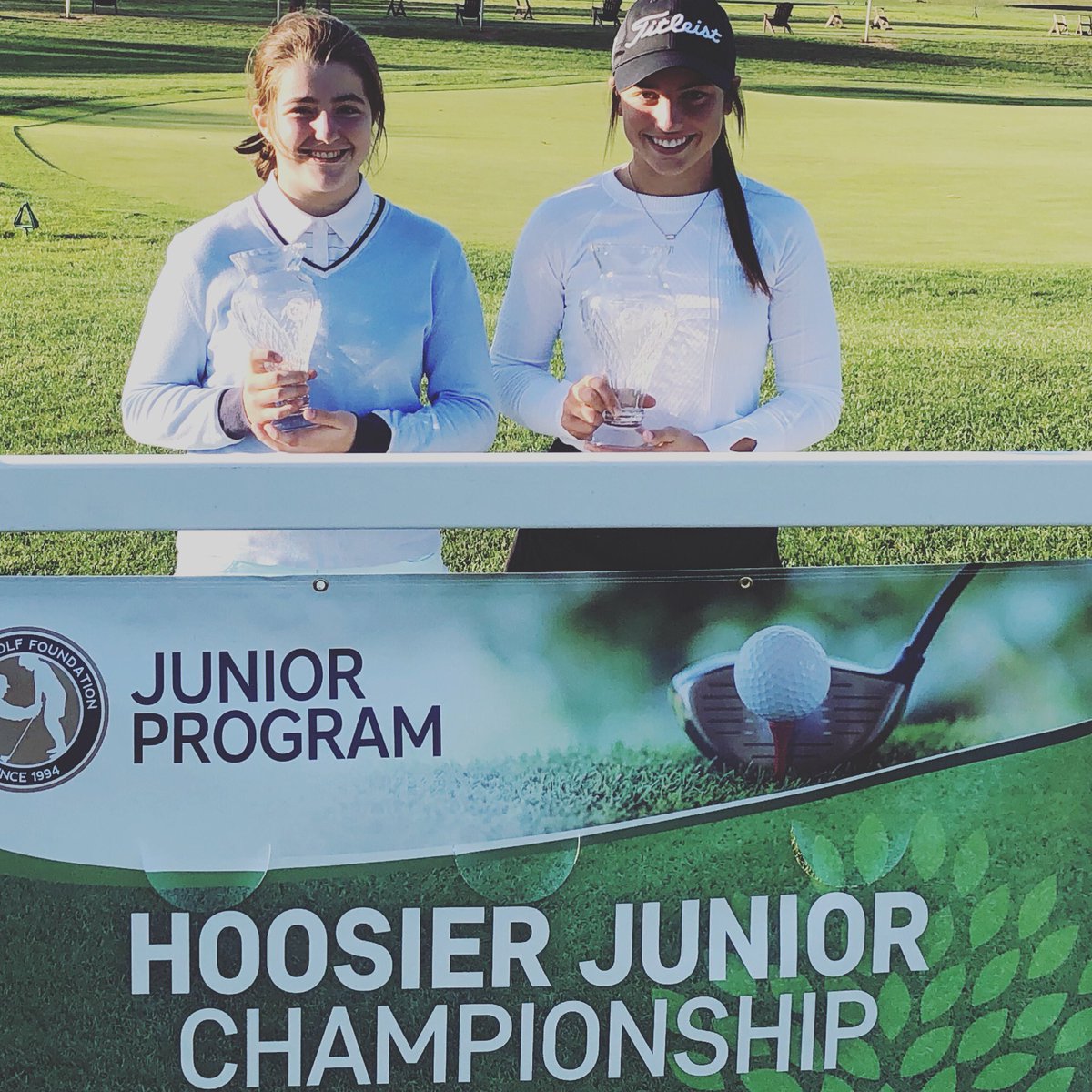 injrgolf's tweet photo. Reagan Sohn wins the #HoosierJr! She shot rounds of 77-82 to win by one stroke!
Daniela Bellido finished runner up with rounds of 75-85. https://t.co/peVE0FcR7c
