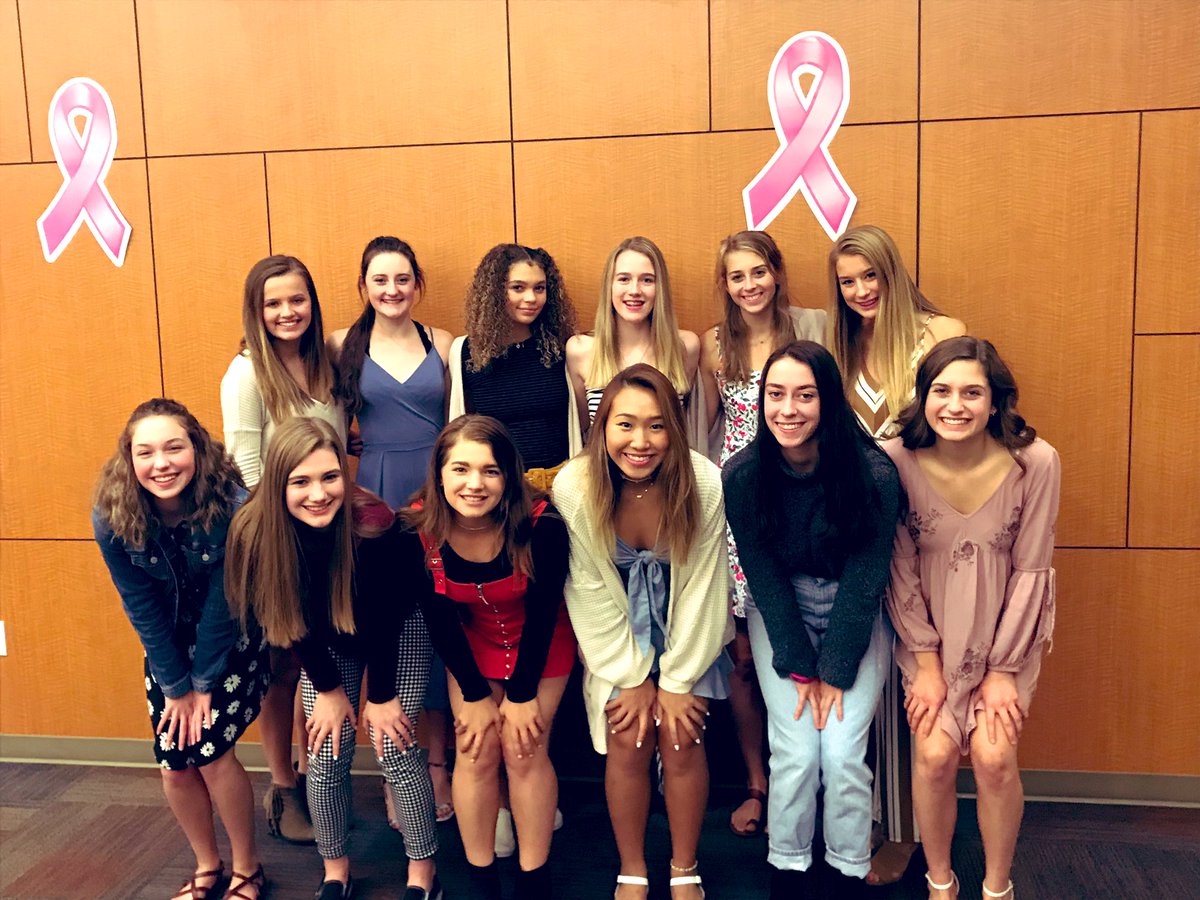 ONHSVolleyball's tweet photo. Varsity at Olathe School Dig Pink dinner.  Come out and support the cause tomorrow night at ONW #5schools1cause https://t.co/tlovSHt5q2