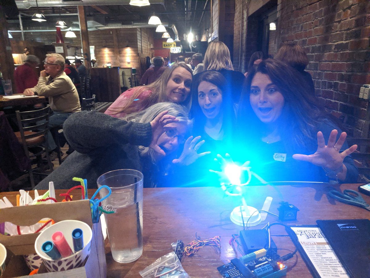 KelseyConnects's tweet photo. Check out this very scary Cyclopse #CutleryCharacter from our #BotsandBevs event tonight! Way to go #ITEC19 @itecconference  teachers!
@birdbraintech 

Come see me at booth 404 tomorrow to see what YOUR students can #MakeWithCS! https://t.co/Vl5Kzr0ewM