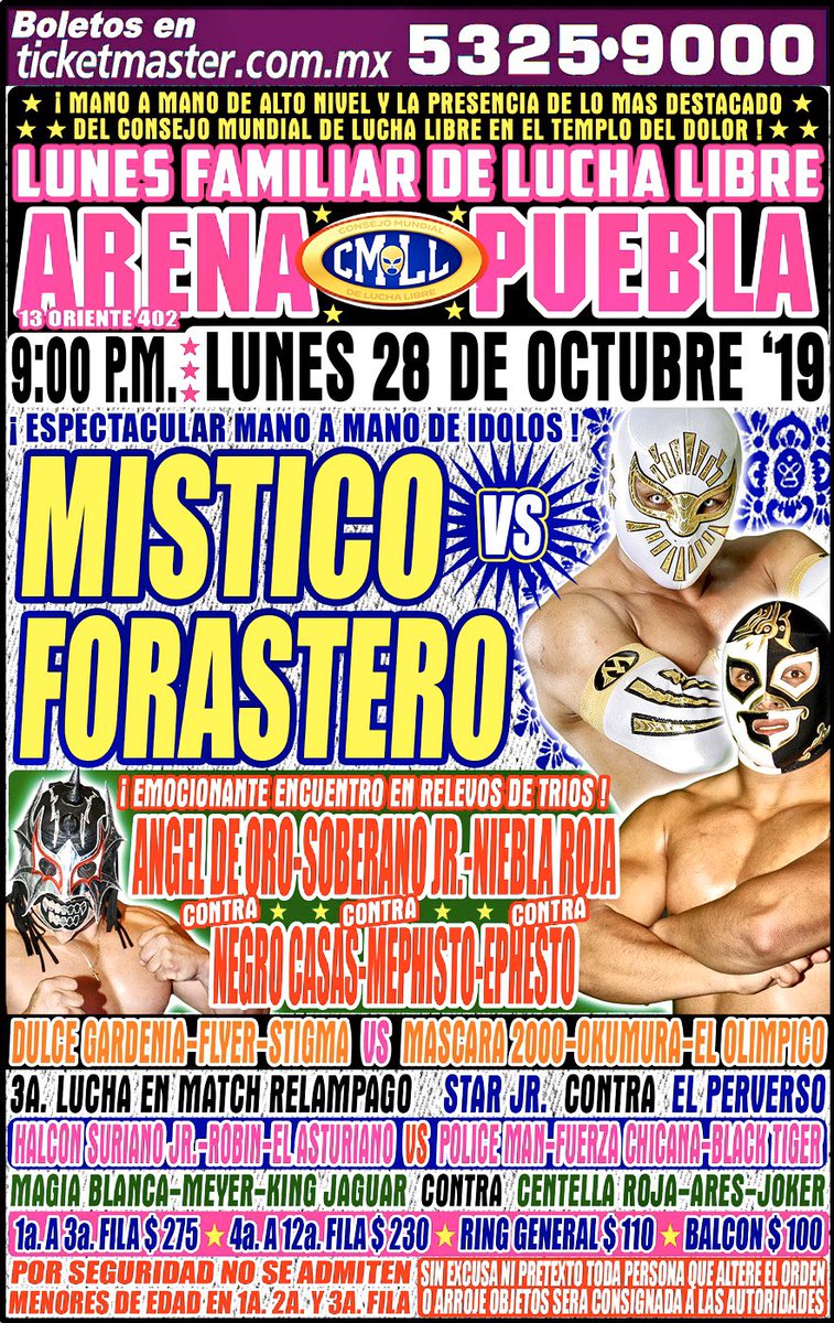 Mauu_Gabriel's tweet photo. ¡Hoy tendremos un Lunes Familiar de #LuchaLibre en la @Arena_Puebla! Grandioso cartel que presenta el @CMLL_OFICIAL en punto de las 9:00 P.M.
¡No Faltes! ¡Ahí Nos Vemos! https://t.co/yqobngD4lq