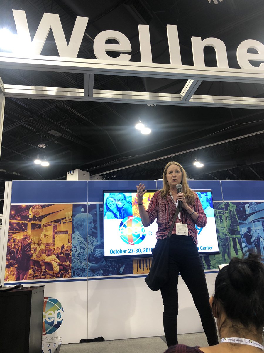 Jeanette Wolfe chatting about Target and Trigger fairies in the Wellness Center at #ACEP19