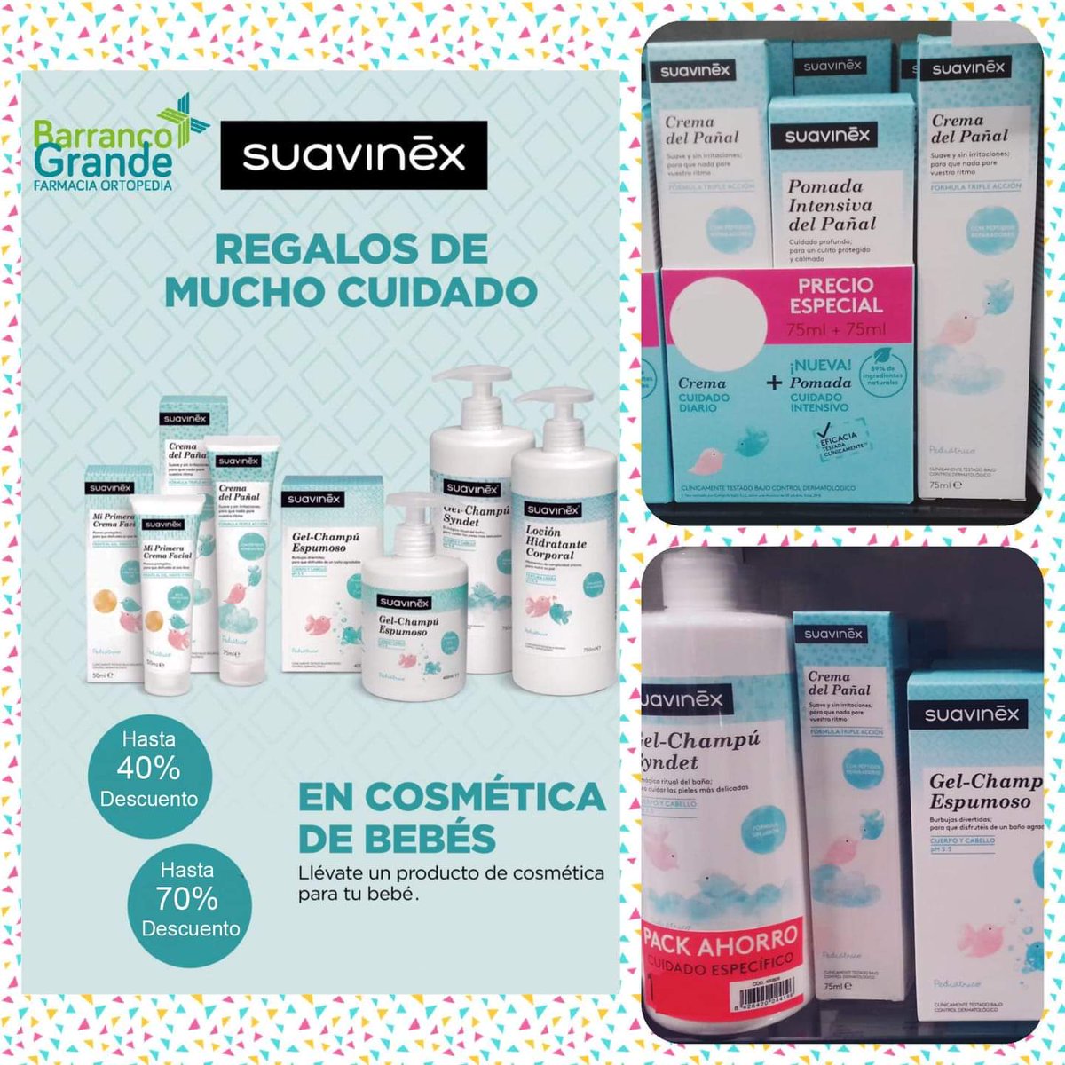 FarmaBcoGrande's tweet photo. ¡PROMOCIÓN!
Convierte el cuidado diario de los peques de la casa en un ritual de sensaciones agradables con la cosmética infantil de Suavinex formulada con activos de alta calidad
¡Ahorra más que nunca con descuentos de hasta un 70%!
#FarmaciaBarrancoGrande #Tenerife #FelizLunes https://t.co/Hj7tQpfgjl