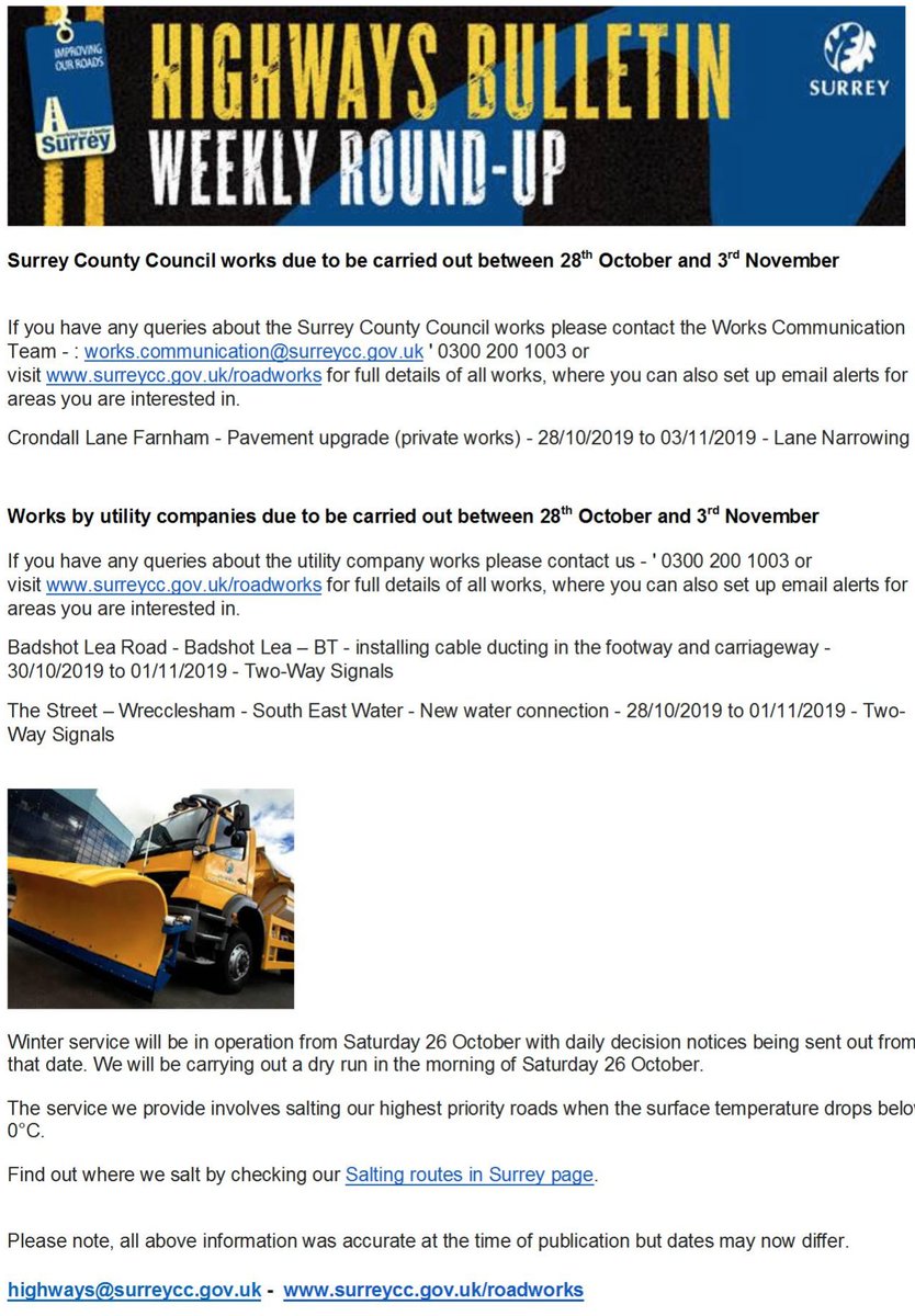 FarnhamConserv's tweet photo. Latest Roadworks Info for Farnham area as of 28th Oct 2019

For the rest of Surrey Roadworks info visit https://t.co/1zbg9rFbQ3

(roadworks dates occasionally changed due to practical circumstances) https://t.co/DzQlkWe61r