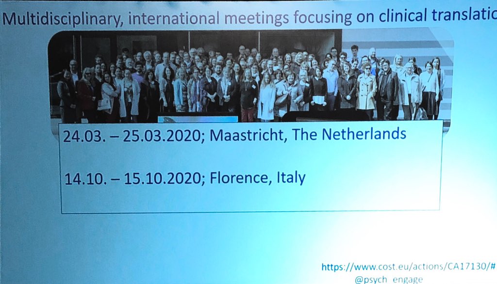 Boris Chaumette (@borischaumette) on Twitter photo Franziska Degenhardt advertises the European COST Action "Enhancing Psychiatric Genetic Counselling, Testing, and Training in Europe" <a href="/psych_engage/">EnGagE Action</a> in #WCPG2019.
cost.eu/actions/CA1713…
She announces that a satellite meeting of the network will be attached to the #WCPG2020 Franziska Degenhardt advertises the European COST Action "Enhancing Psychiatric Genetic Counselling, Testing, and Training in Europe" <a href="/psych_engage/">EnGagE Action</a> in #WCPG2019.
cost.eu/actions/CA1713…
She announces that a satellite meeting of the network will be attached to the #WCPG2020