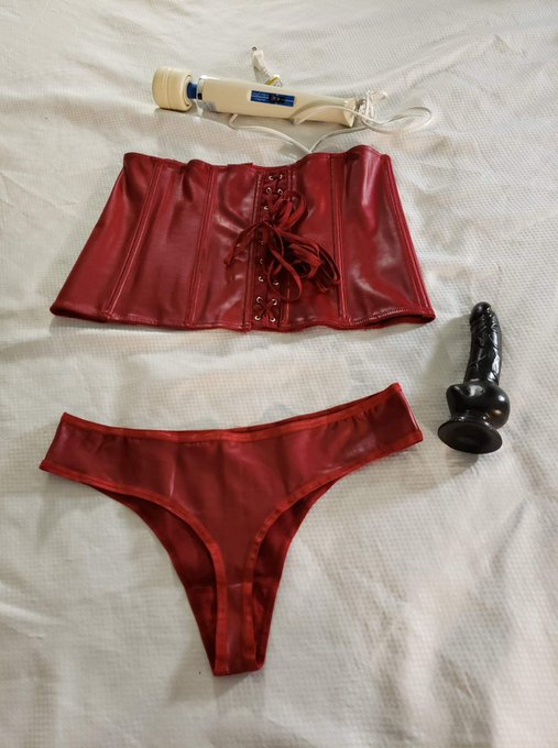 wore! red leather outfit for sale $50. waist sinter and panties xl. "Toys not included" https://t.co
