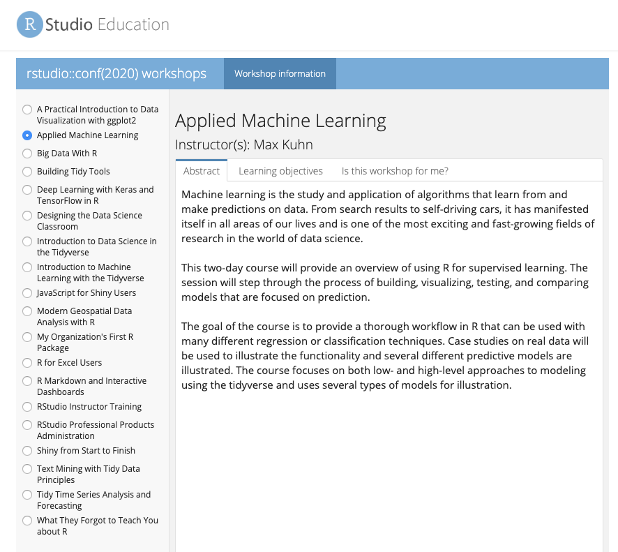 Workshops at rstudio::conf(2020)
Interested in taking a closer look at the workshops on offer at #RStudioConf? Check out <a href="/minebocek/">Mine Çetinkaya-Rundel</a>'s post at 
education.rstudio.com/blog/2019/10/c…