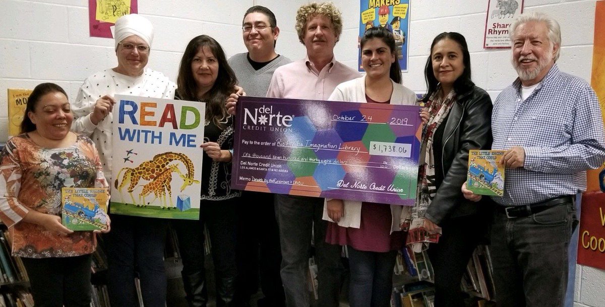 🌟 Congratulations 🌟 
...to the Rio Arriba Imagination LIbrary for raising $1,738--which @delnortecu matched! 💪
RAALP is on the task force of this great initiative because we believe in literacy for the WHOLE family. 🌻