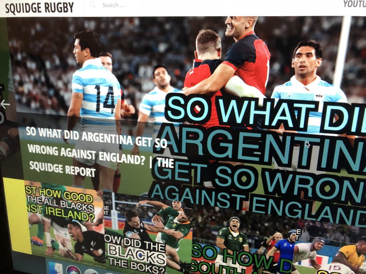 And out of the ashes of every noteworthy video host comes the brand new Squidge Rugby website! All my Rugby World Cup 2019 videos are now safely, securely archived and available here, for your consumption, with one more coming tonight...

Hit it up- SquidgeProductions.com