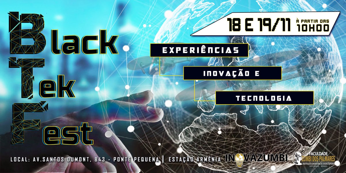 Faculdade Zumbi dos Palmares com a curadoria @inovazumbi trará durante a @viradadaconsciencia a 1ª Feira de Experiências tecnológicas, inovação, afroempreendedorismo e  negócios.  
Serão 25 convidados, apresentaremos ainda nessa semana cada um deles. 
#vemprazumbi aqui vc pode!