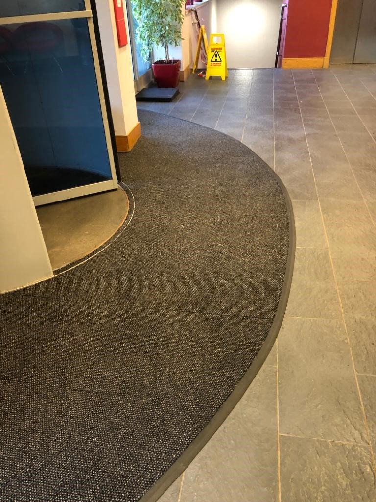 Victoria Road #Carpets [<a href="/vicroadcarpets/">Victoria Road Carpets</a>] certainly know how to make an entrance!!  Here's JHS 'Arizona' entrance quality #carpettiles fitted in a #commercial building in #Glasgow.  We always recommend entrance matting in commercial interiors #WednesdayWisdom