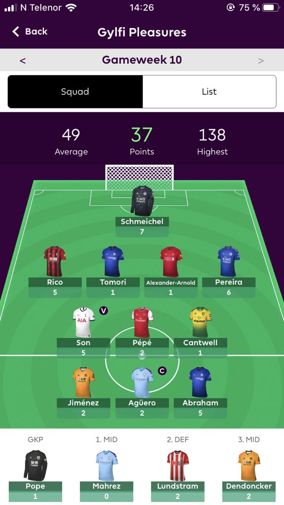 Thjomoe's tweet photo. @WildcardFC @KimMidtlie @chwessel Dette er laget til @HansHkon, fra forrige runde. Han ligger langt over millionen allerede og har allerede brent WC. Kan vi nå trygt be han kaste inn håndkle, og ønske han lykke til igjen neste år ? @DrJvr @Johannes1_M @Embrik95 @brianint95 @bendikstep https://t.co/uZ8Y2zjIFd
