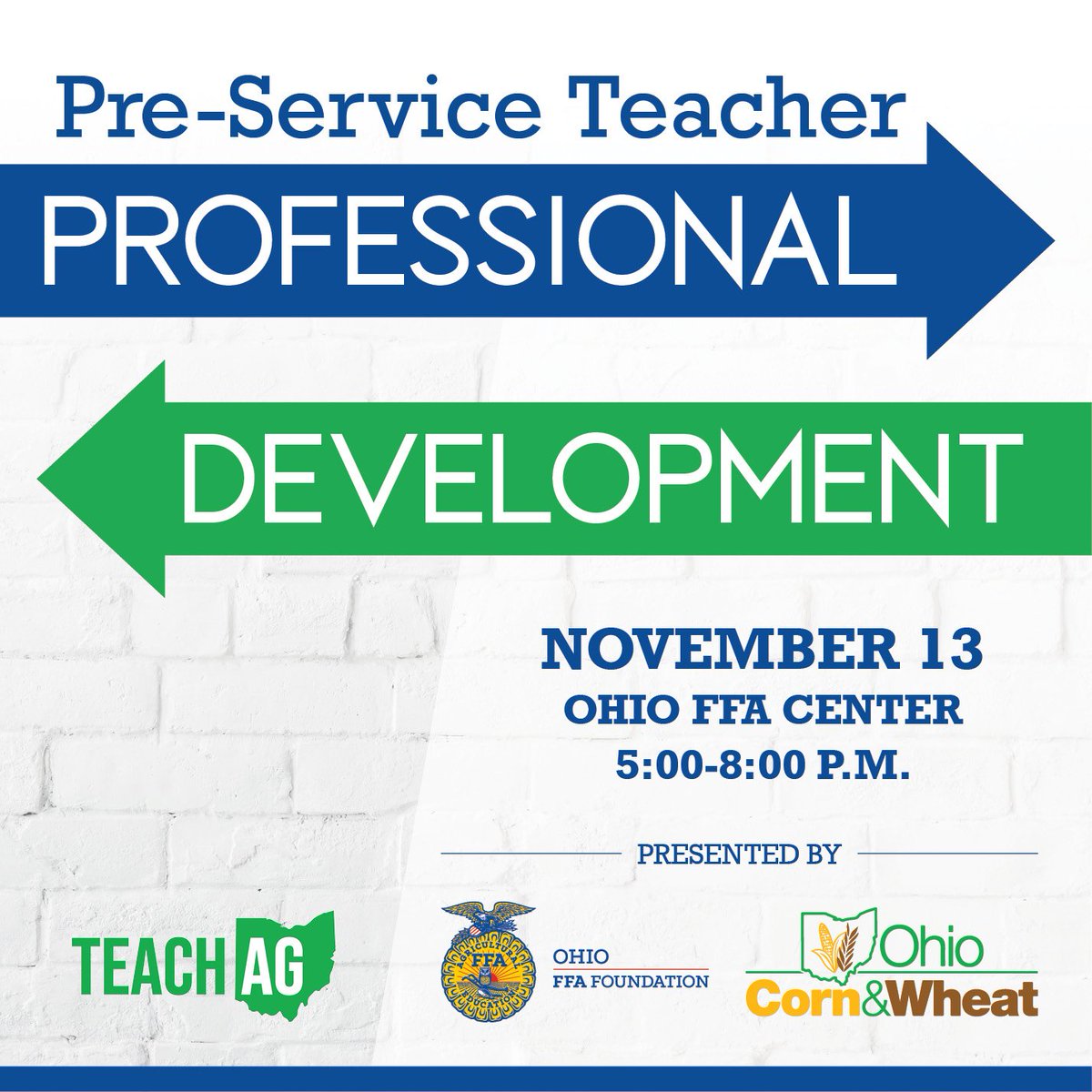 Future ag educators, join us on 11/13, 5-8pm at the Ohio FFA Center for round table discussions with current ag teachers and a closer look at the agricultural education three-circle model.

Register on the home page of TeachAgOhio.org by 11/6
