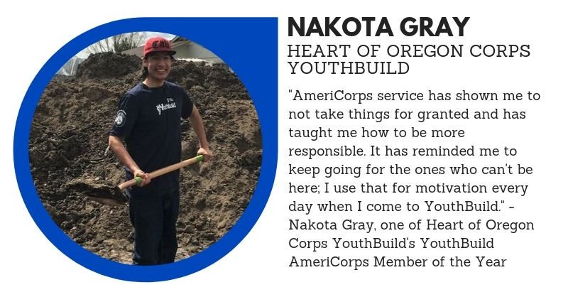 YouthBuildGlbl's tweet photo. We love celebrating our @AmeriCorps members and all of their hard work! #YouthBuild is proud of Nakota Gray and Noah Vail, from @HeartofOregonCo, who were chosen as their 2019 Members of the Year! https://t.co/u40PQyd0W0