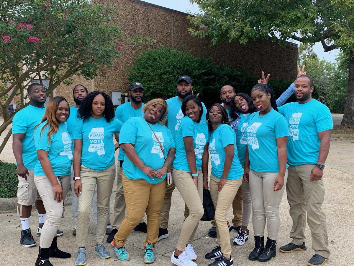 Canvassers in Mississippi working for Schools, Roads and Health Care. 