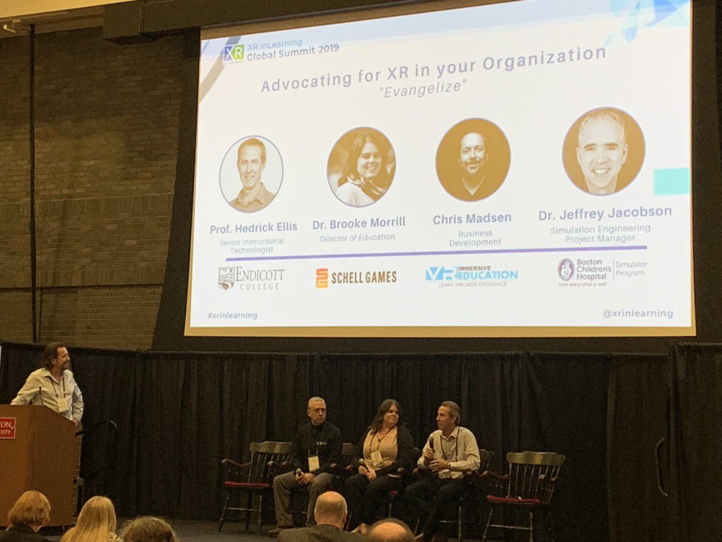 tintikane's tweet image. Hedrick Ellis of @EndicottCollege speaks on our evangelizing panel here at #xrinlearning!