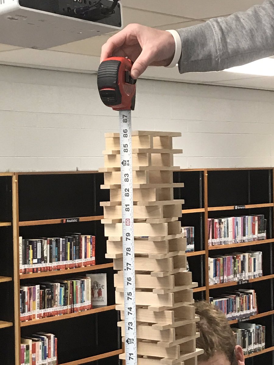 AMSSLibrary's tweet image. We’re starting a Keva Tower challenge this week! Mrs. Brouwer’s class kicked it off with a sturdy 7’2’’ tower!