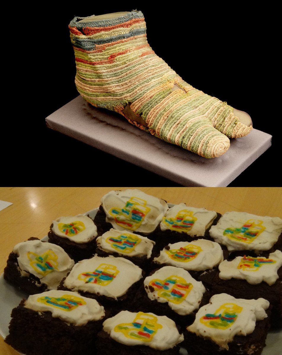 NtlMuseumsScot's tweet photo. These delicious chocolate and coconut brownies were dairy, egg and gluten-free, and inspired by this incredible striped sock in our Ancient Egypt Rediscovered gallery. https://t.co/GW0NMqVd8L #MusCake #BakeOff #GBBO https://t.co/5vUcyIhKZF