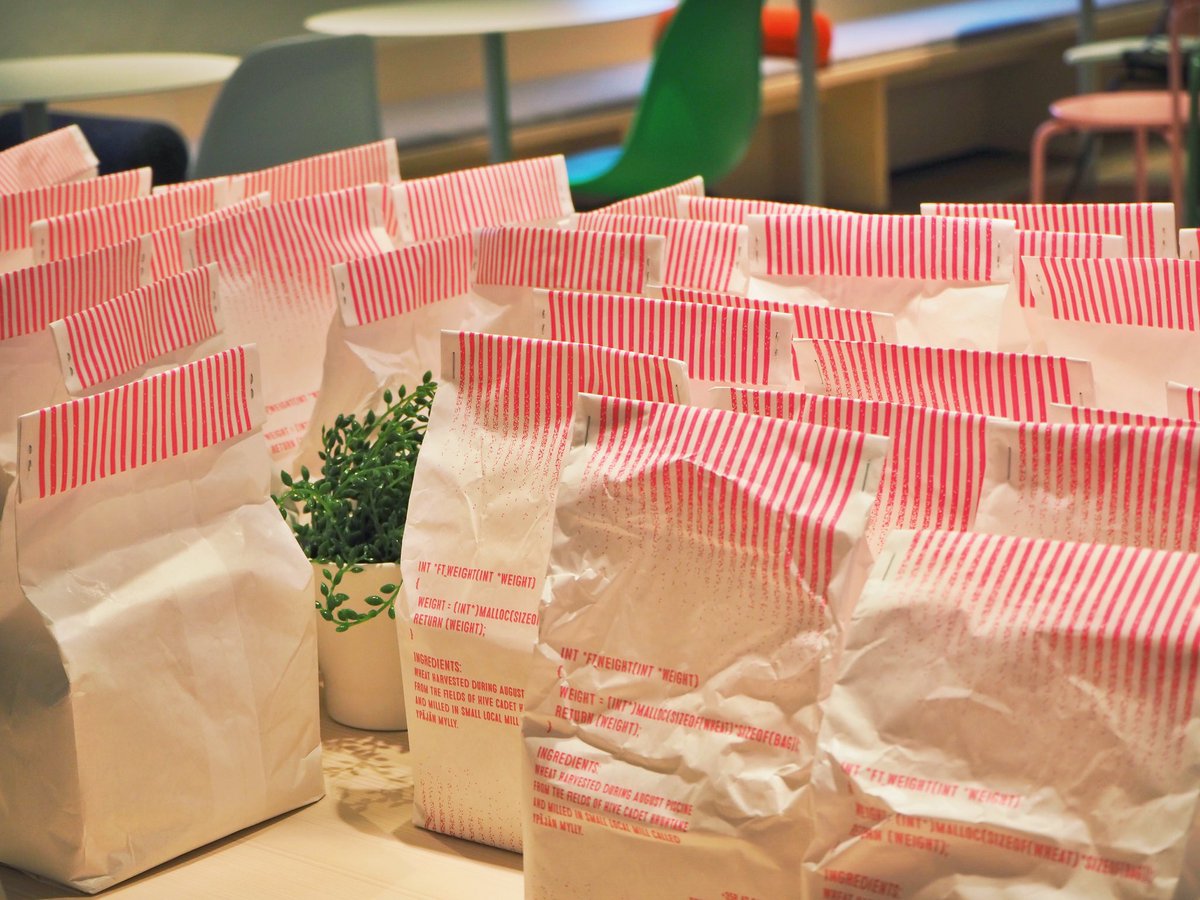 HiveHelsinki's tweet photo. Our student Heikki is not only a future coder, but a farmer too! Today he gifted every Hiver and member of the staff their very own Hive flour bag, harvested from his own field during his Selection Piscine in August. The bag is specially designed for Hivers! Thank you Heikki! 🌾 https://t.co/hiyGMgFV3A