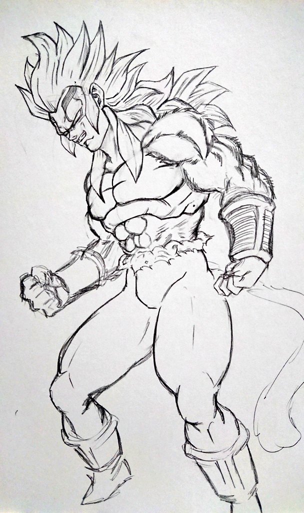 大蛇神龍のssry1 スーパーベビー4 やっぱりシンプル方に落ち着いた 大猿ベビーの髪の逆立ちをイメージあのまま大猿の力を吸収していたらこうなっただろうなと想像して描きました 毛色は黄金 それともssj5の様な白髪 悩む ベビー 大猿ベビー