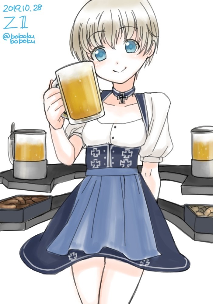 艦これ「ドイツビールを配り歩くレーベちゃん
オクトーバーフェストって秋以外も開催してない」|ぼくていとく🐱skebやってるよのイラスト