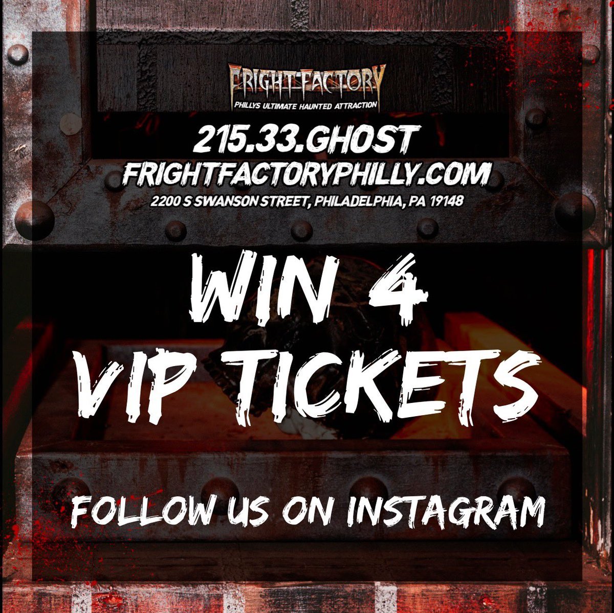 We are giving away 4 VIP tickets this week! (Make sure you are following us of course) Comment #FrightFactory to enter! We will be picking someone at 5pm today!