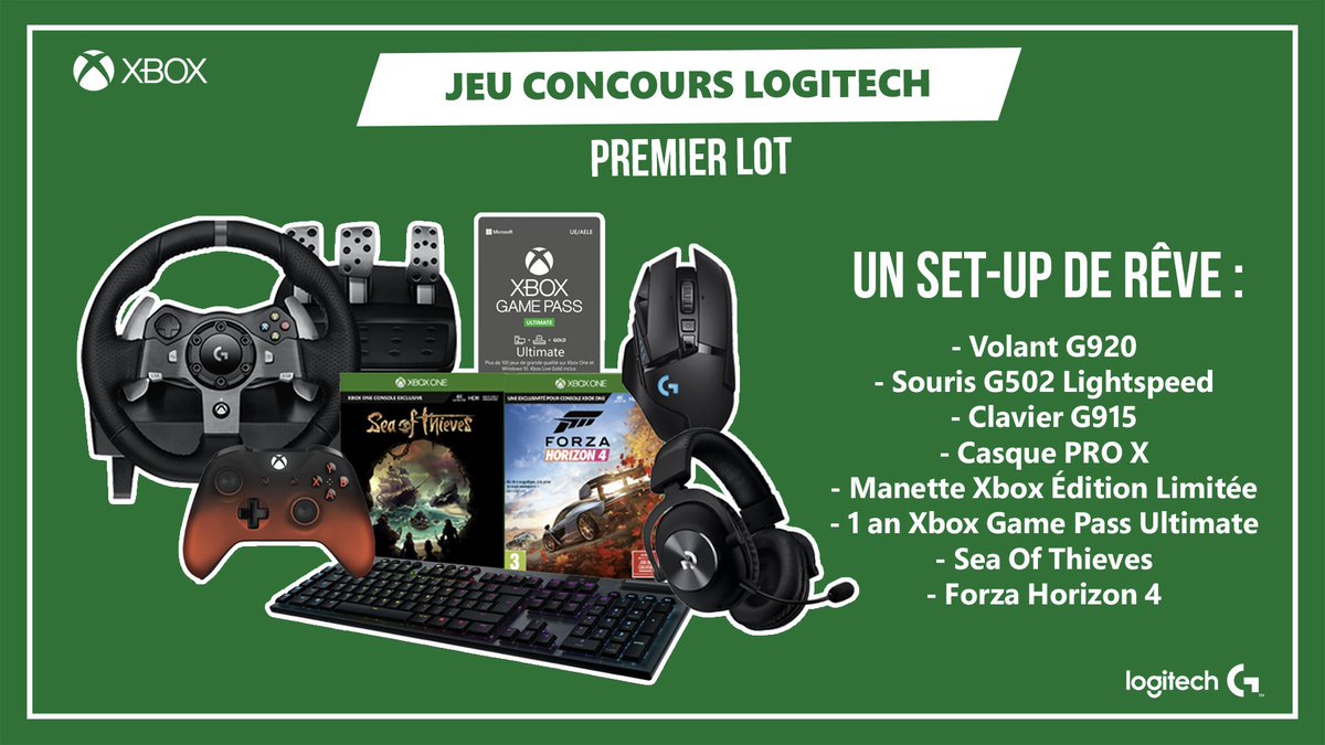 🎁 Besoin d’un nouveau set-up ? 
Tente de remporter l’un des 3 lots mis en jeu ! #XboxPGW

➡️ Retweet
➡️ Follow <a href="/LogitechGFrance/">Logitech G France</a> &amp; <a href="/XboxFR/">Xbox FR</a>

TAS le 8/11

Règlement ➡️ aka.ms/AA6f2ae