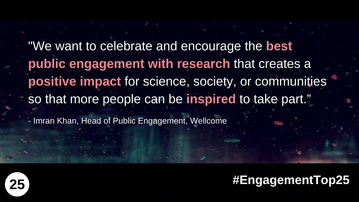 Do you know somebody undertaking amazing #PublicEngagement work? <a href="/WellcomeTrust/">Wellcome</a> is looking for the most inspiring examples for the 25 Trailblazers inititative - described here by <a href="/imrankhan/">Imran Khan</a>

Tag your friends, colleagues, students or techers and spread the word! #EngagementTop25