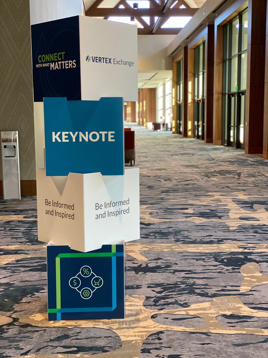 vertexinc's tweet photo. Our Chris Jones and @KateAShields are getting ready to announce our Innovation Awards Winners at the keynote! Grab a seat; the show starts in 10 minutes! #VertexExchange https://t.co/qvpPkEgGdO
