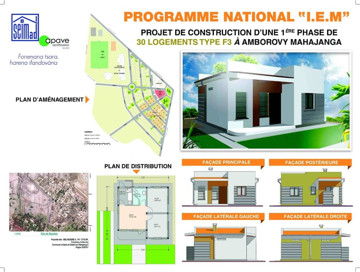 MATP_GOV_MG's tweet photo. #MAHTP Programme National IEM - Projet de construction de logements à Amborovy Mahajanga
30 logements constituent la 1ère phase de ce projet de construction de logements, géré par la #SEIMAD.
Le Projet est implanté sur un terrain de la Commune Urbaine de Mahajanga.
#IEM https://t.co/8o9XPyCvDu