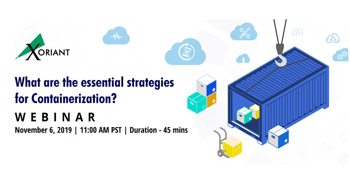 Xoriant's tweet image. How can businesses accelerate software delivery, deployment and maintenance with containerization? Learn strategies from experts, register for webinar: bit.ly/2PplN5F
#webinar #containerizationjourney #productengineering