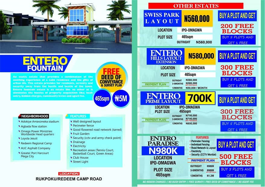 enterohomesrep's tweet photo. All Estates and layouts have flexible and pocket friendly payment plans.
Contact 09077550870 for more info and site inspections.
#enterohomes #phcity #bonnyisland #symplytacha #nyesomwike #landinnigeria #nigerialand #portharcourt #portharcourtinpictures #realestatenigeria #phc https://t.co/fohMuXyUIF