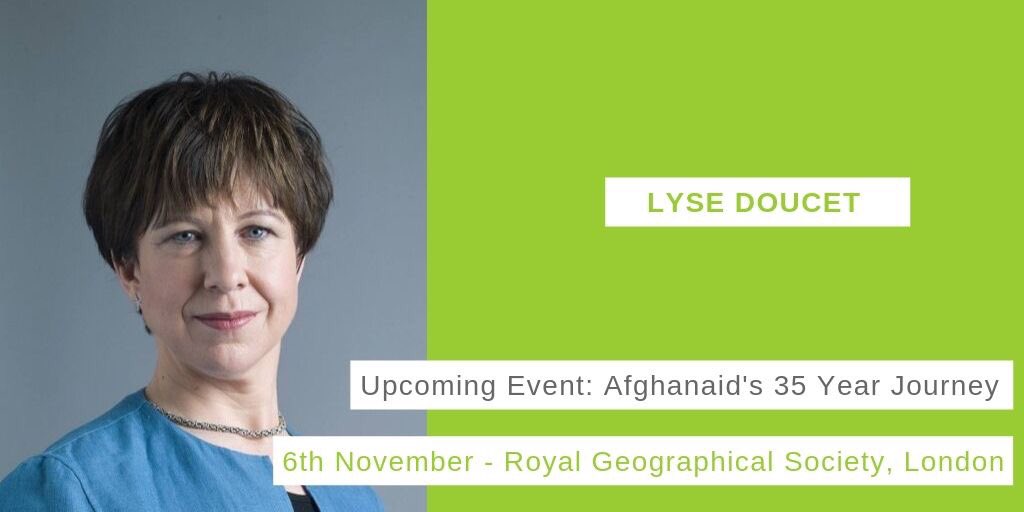 AFGHANAID UPCOMING EVENT WITH LYSE DOUCET &amp; SILENT AUCTION 
Join us at this special event moderated by Lyse Doucet, the  BBC’s Chief international Correspondent in support of Afghanaid on Wednesday 6 November at the Royal Geographical Society.
afghanaid.org.uk/Event/afghanai…