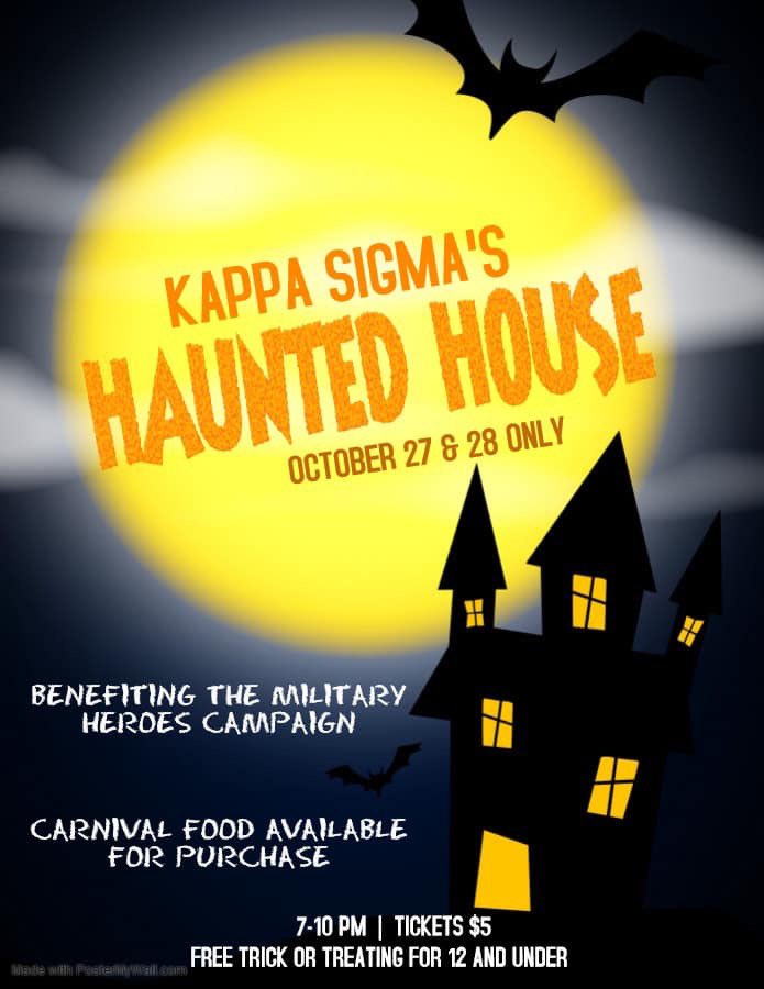 Tonight is the LAST night to join us for our 8th annual Haunted House benefiting The Military Heroes Campaign! Tickets are available at the door. Cotton Candy, Popcorn, and more carnival food at the end! Join us tonight from 7PM-10PM.