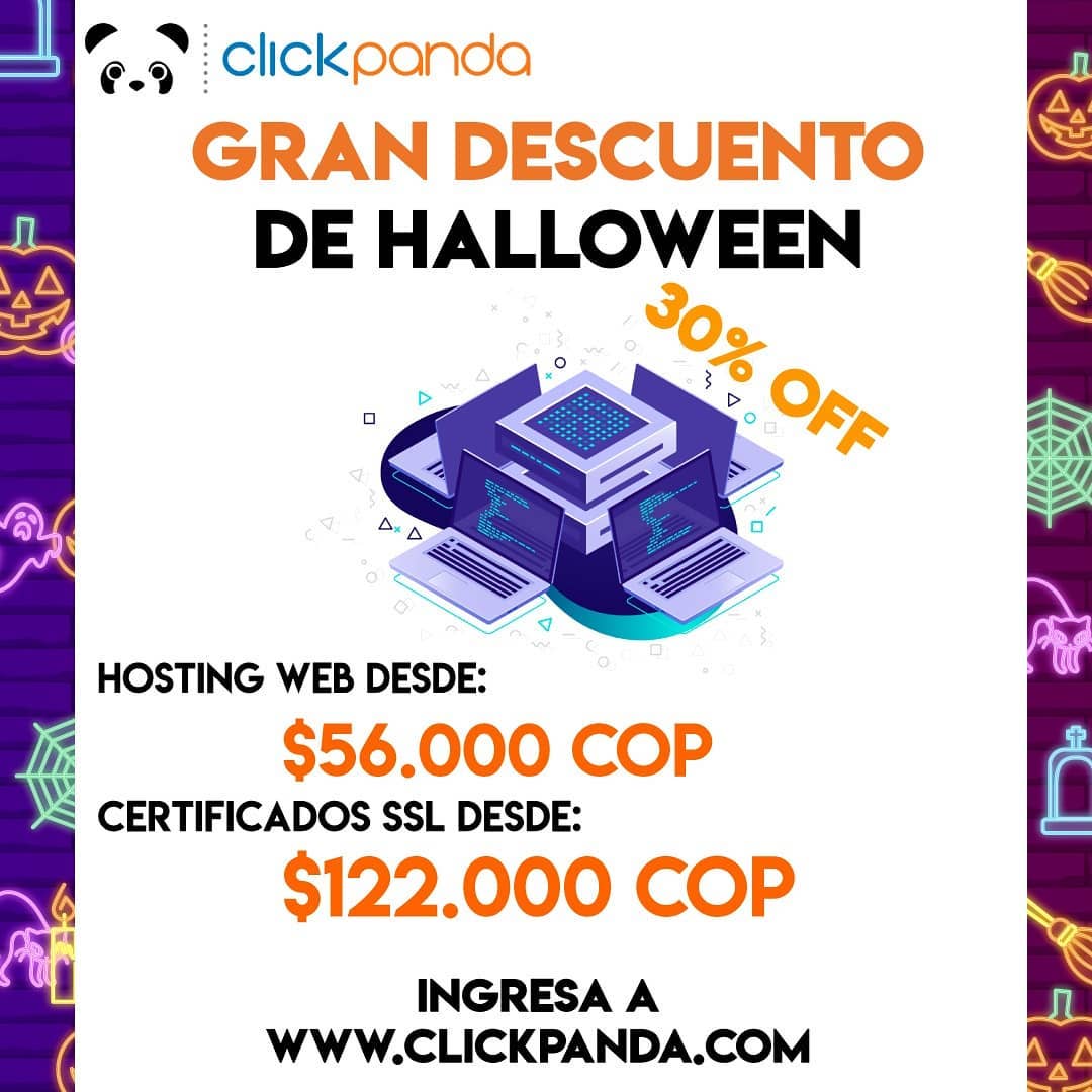 Click_Panda's tweet photo. No te pierdas esta gran oportunidad de tener tu plan de hosting con descuento del 30%
Usando el codigo:
HALLOWEEN2019
Ingresa a: https://t.co/WUyfZiExMq
Válido hasta el 4 de noviembre del 2019
#descuentoshallowen #lunesdescuentos #felizlunes https://t.co/QGfjfYzFIE