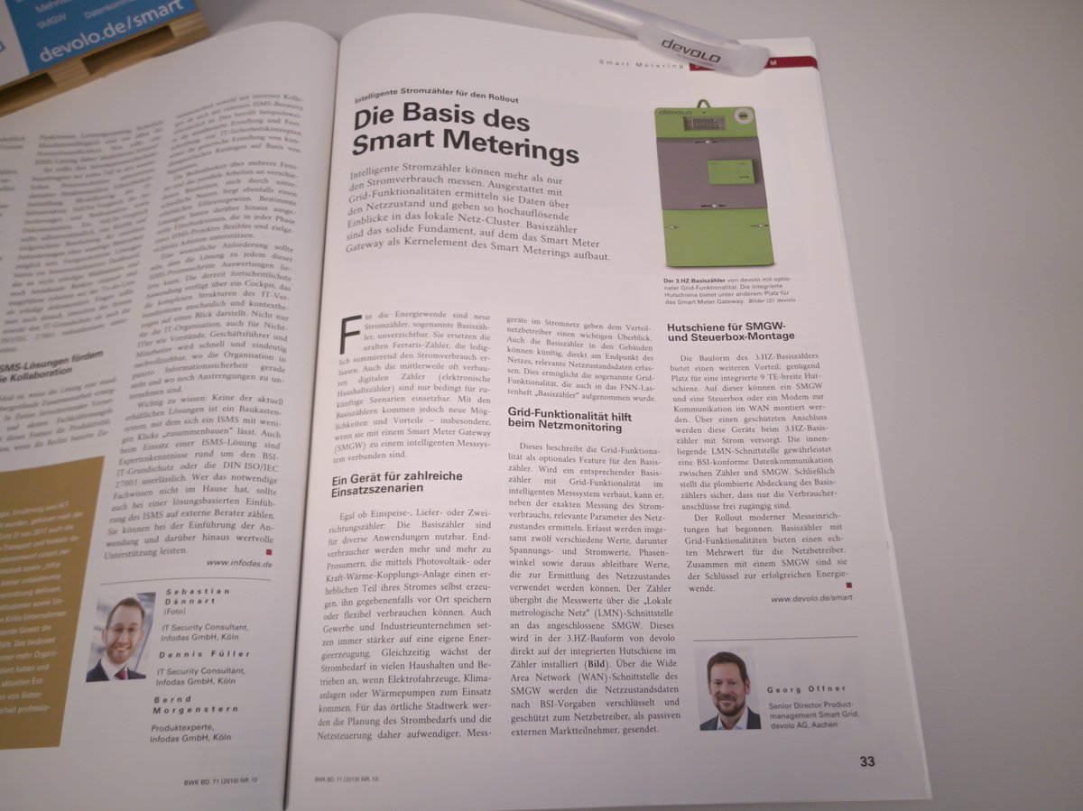 Kürzlich in der #BWK erschienen: Ein Beitrag von Georg Offner, Director Productmanagement devolo, über den devolo 3. HZ Basiszähler im digitalisierten Stromnetz. Dabei beschreibt er die Einsatzszenarien, Funktionen und den Einbau des intelligenten Zählers.
#iMSys #SmartMetering
