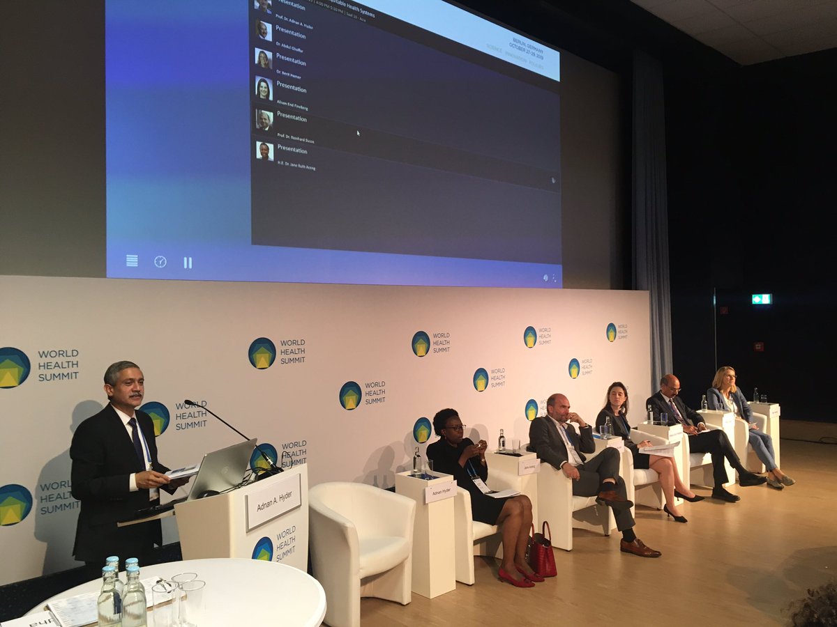 mnoonari's tweet photo. Dr Adnan A Hyder @ahyder1 chairing one of the most important panel discussion of world health summit on smart investment in equitable health systems at #WHS2019 #Berlin https://t.co/bL7oTdMYwK
