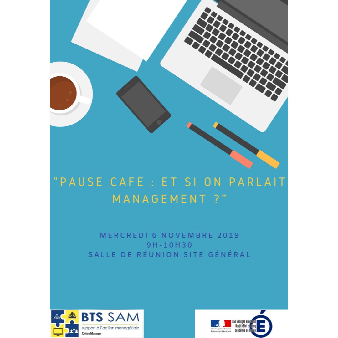btssam_gb's tweet photo. Les étudiants de BTS SAM sont conviés à un “Café Management” le mercredi 6 novembre. C’est un projet qui est mené par 4 étudiantes de 2ème année. Au programme : discussion avec des professionnels sur différents thèmes du management, tout en partageant un petit déjeuner ! 👩🏼‍💻👨🏻‍💻 https://t.co/N2JEbj08pt