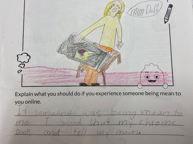 TechTaryn's tweet image. Atkinson Elementary kids know what to do if someone is unkind to them online! #commonsense #technologyteacher #atkinsonelmentary