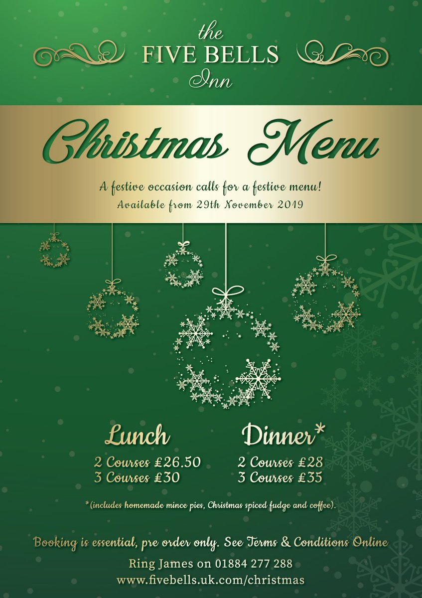 FiveBellsDevon's tweet photo. We can’t wait for December, our Christmas menu this year is fabulous! You can see it here: https://t.co/FnePiTahrO #devonchef #devonfarming #devonhour https://t.co/LV5f41o3Ya