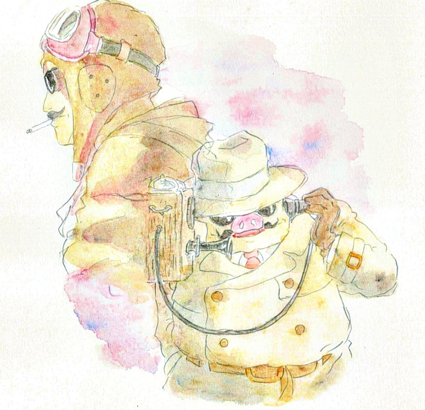 てれび ポルコとマルコ 自分への戒めで豚の姿になったポルコ そんなポルコも人間の姿に戻る時があります そんなきっかけを作っていたのはフィオ 素直で明るい真っ直ぐなフィオが ポルコの心を少しずつ動かしてたんですね スタジオジブリ 紅の豚