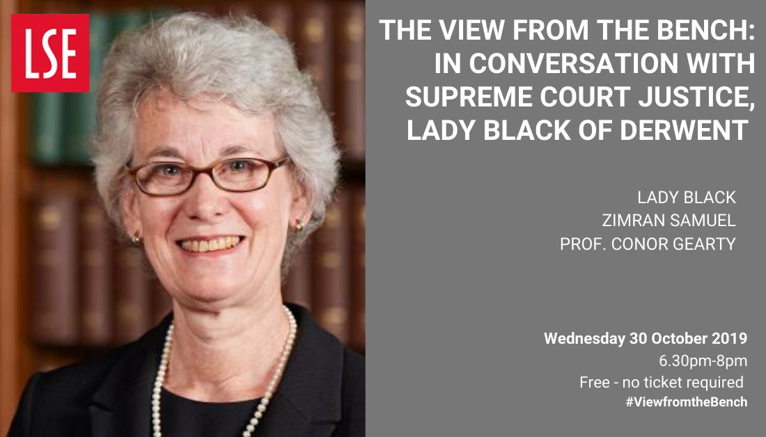 LSELaw's tweet photo. Looking forward to welcoming @UKSupremeCourt Lady Black to the LSE on Wednesday for #ViewfromtheBench her conversation with @SamuelZimran & @conorgearty.
A free, public event, details here: https://t.co/p1hblXXM1n
@LSELaw @LSEAnthropology https://t.co/CPJWZPJNCD