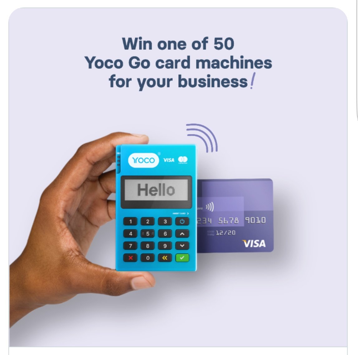 curateDurban's tweet photo. #KwazuluNatal ! Small Business Owners this one is for you.. 

Hope one of our local businesses WIN one of 50 -- Yoco GO Card Machines - #TheNextSmallThing from @Yoco_ZA - ReTweet then Enter!

More info: https://t.co/EBKlB2107X https://t.co/euBtNYzpTv