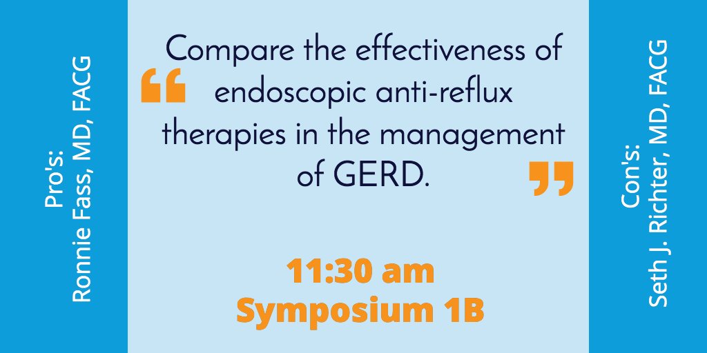 refluxsolutions's tweet photo. Do Endoscopic Anti-Reflux Therapies Have a Role in 2019? Check out a friendly expert debate at 11:30am TODAY. 

Pro: Ronnie Fass, MD, FACG
Con: Seth J. Richter, MD, FACG

 #ACG2019 #rethinkreflux #strettatherapy #GERD https://t.co/XGCbBLQEm9