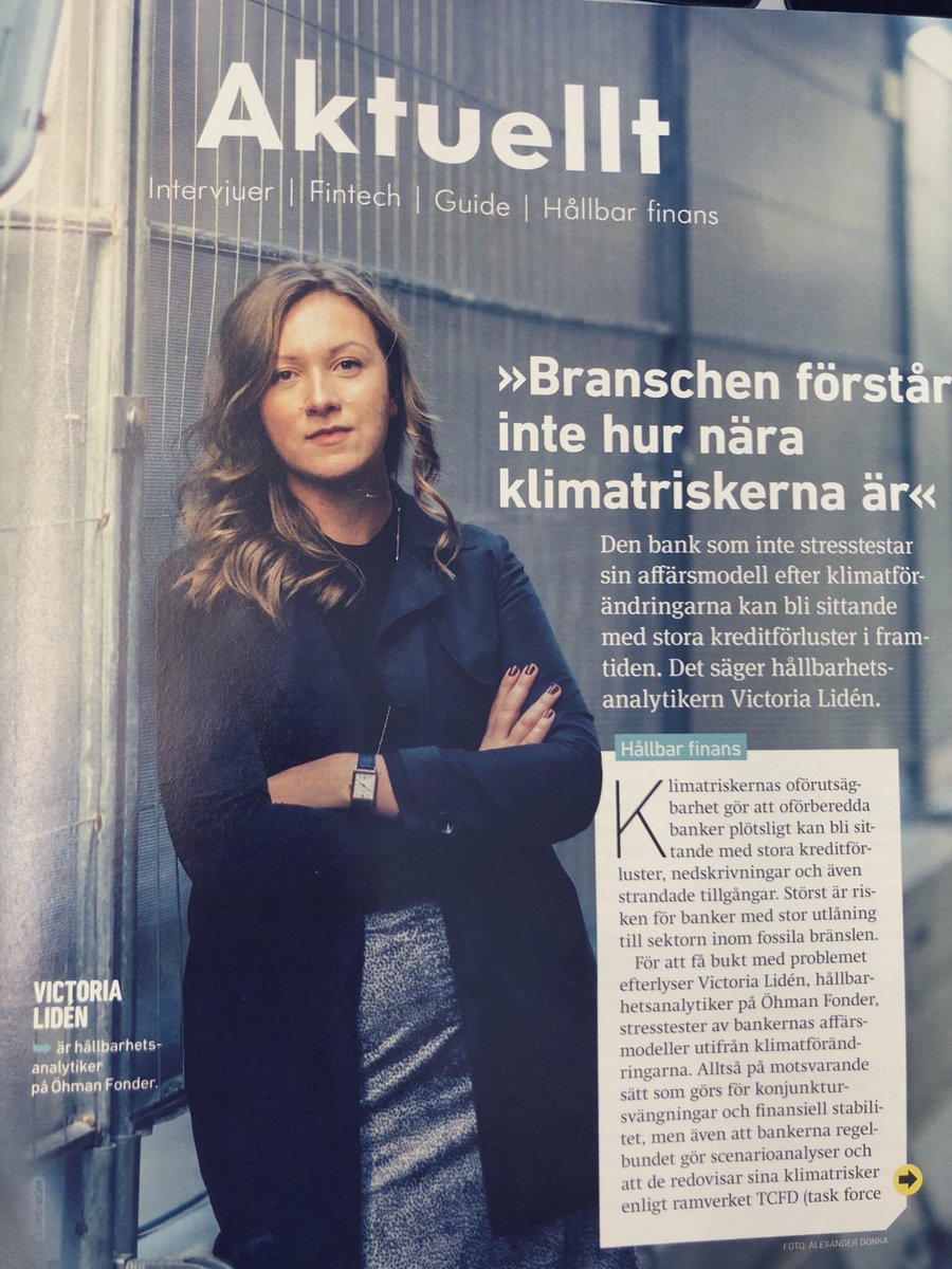 victorialiden's tweet image. Här står jag och funderar på hur bankerna kan komma att påverka och påverkas av klimatomställningen. Löp o köp senaste Finansliv! 📰☑️
Skribent: @ASigblad Fotograf: @AlexanderDonka
