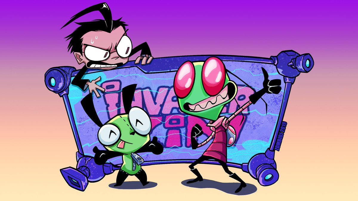 Another redraw of my old Invader Zim art back from 2005, now with more Dib!...