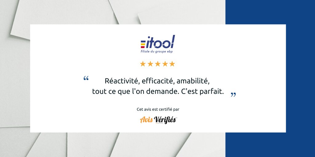[#Avis #Clients] 😀👍Nos clients plébiscitent le Service Clients Itool. Un grand merci à eux pour leurs avis et commentaires déposés sur la plateforme d'avis certifiés <a href="/AvisVerifies/">Avis Verifies</a>.
➡️ avis-verifies.com/avis-clients/i…