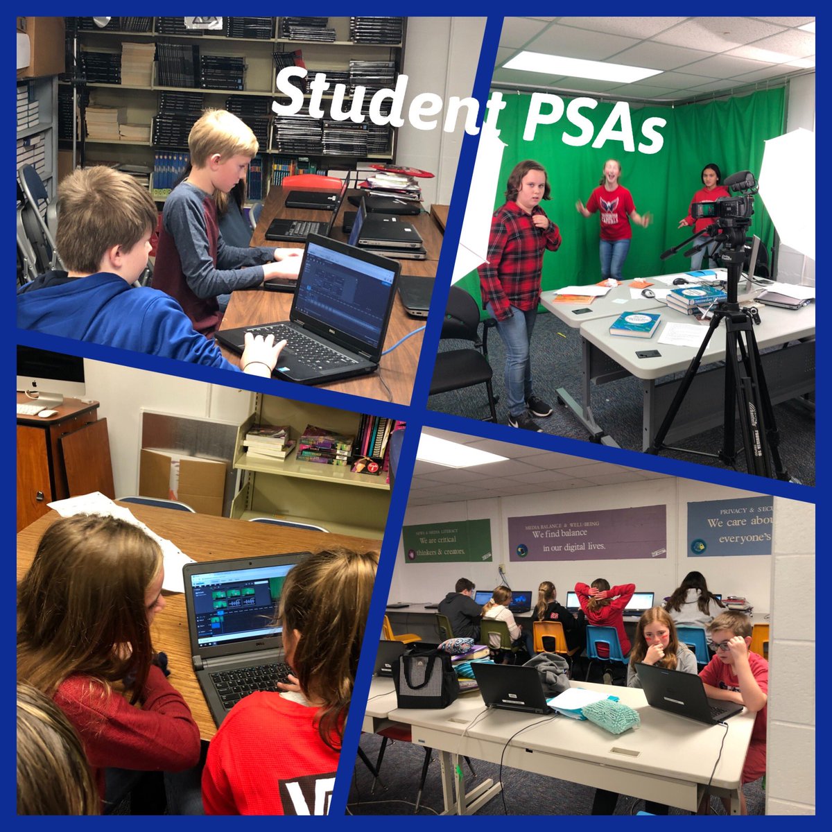 tina_ference's tweet photo. I have been working with two different classes that are creating PSAs. So many different methods for creating a PSA = one worn out ITRT. Some radio spots, voice over videos, skits (with and without green screen), animations, and Iโm sure Iโm missing something. https://t.co/M2Fi5GM8nx