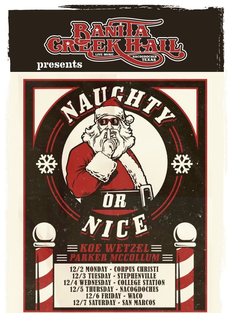 BanitaCrkHall's tweet photo. The Naughty or Nice Tour‼️

@ParkerMcCollum 
@KoeWetzel 

December 5th!

https://t.co/lFgH01rPl9 for tickets! https://t.co/AAkITXiqMK