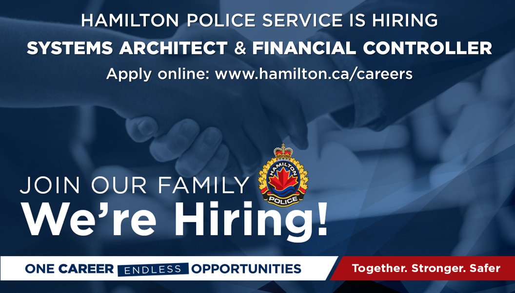 JoinHPS's tweet image. 2 new positions available at the Hamilton Police Service in our Information Technology and Finance Departments: SYSTEMS ARCHITECT &amp;amp; FINANCIAL CONTROLLER. Apply online: hamilton.ca/careers #joinHPS #HamOnt #onecareerendlessopportunities #financialcontroller  #itarchitecture